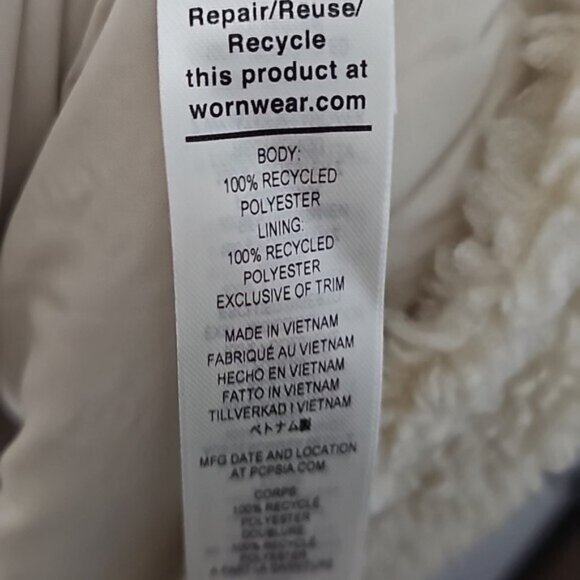 Patagonia Cream Sherpa Jacket Coat Size XL New - Picture 6 of 8